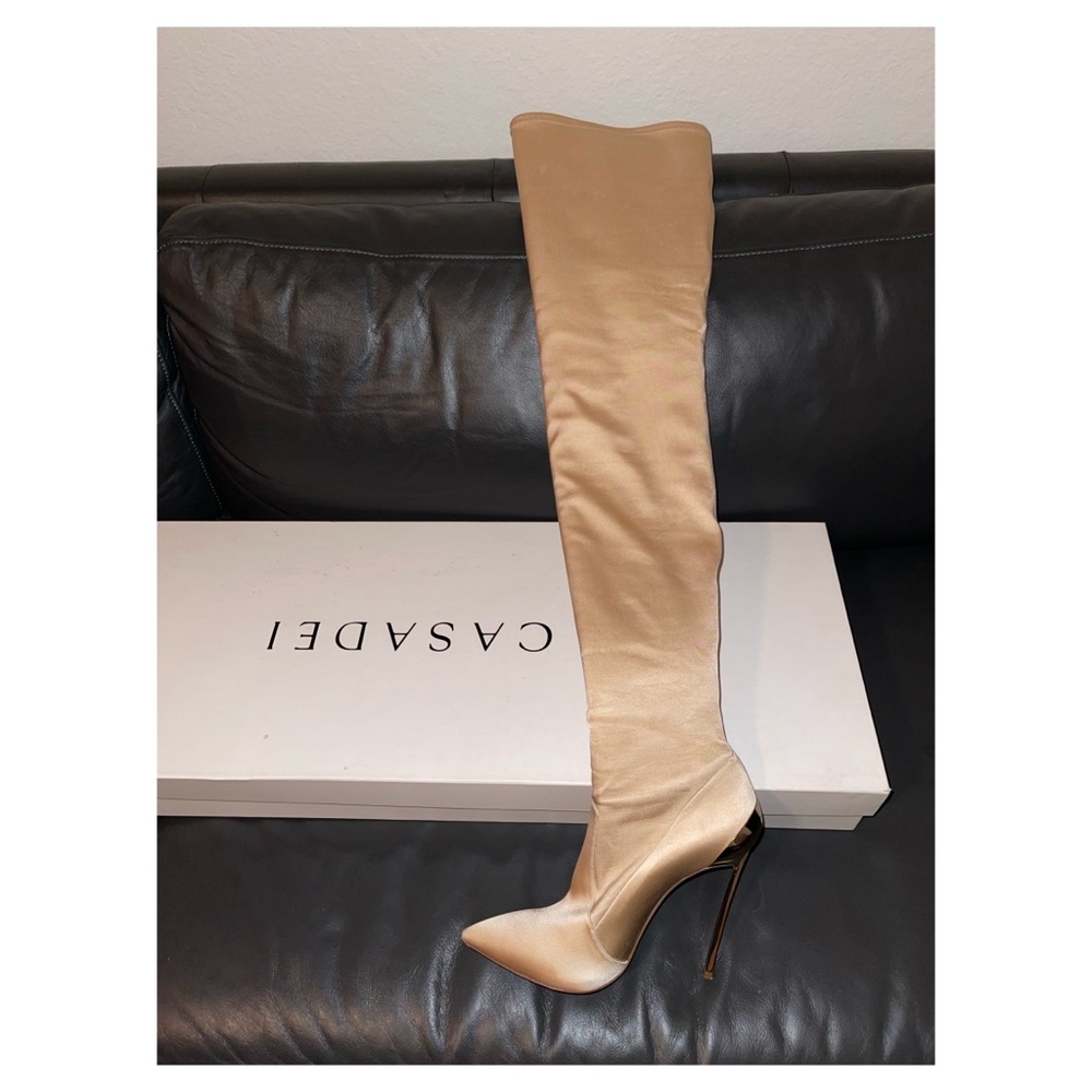 Casadei Beige Over the Knee Boots